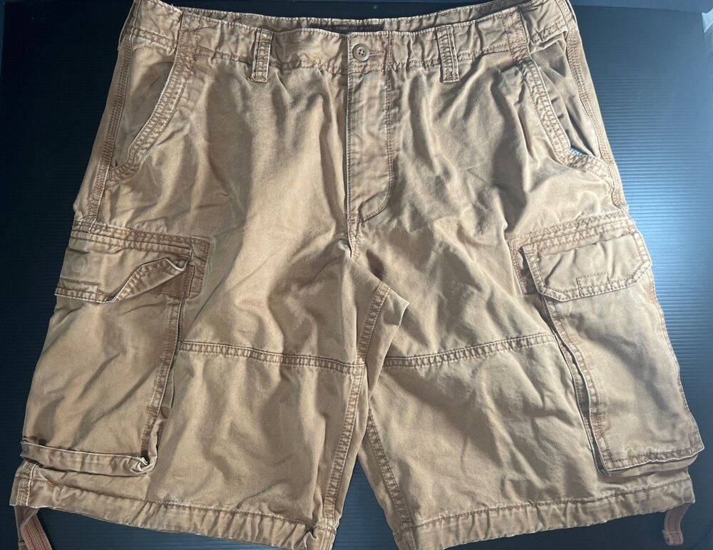 Vtg Old Navy Cargo Shorts Mens 36 Brown Hiking Outdoor Baggy Snap Pockets Y2K